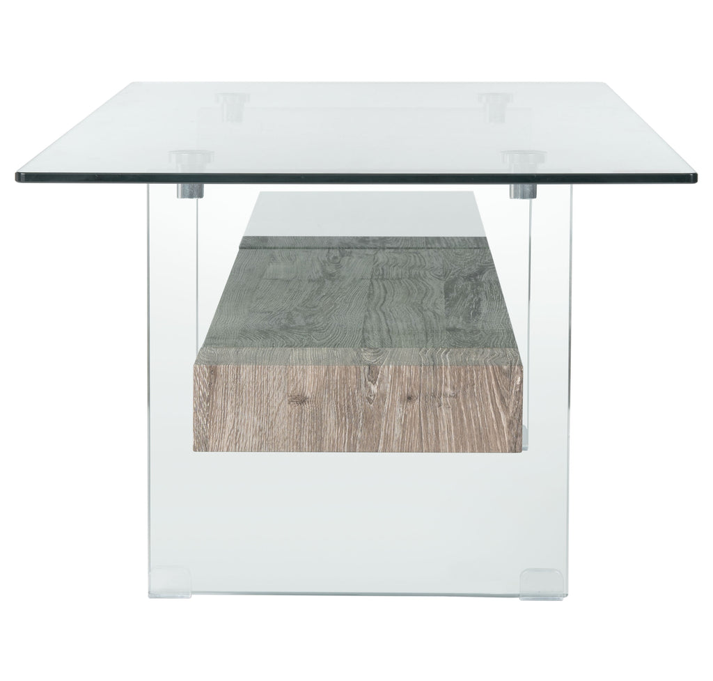 Velmora™ Kayley Retro 2 Tier Glass Coffee Table, Grey Oak
