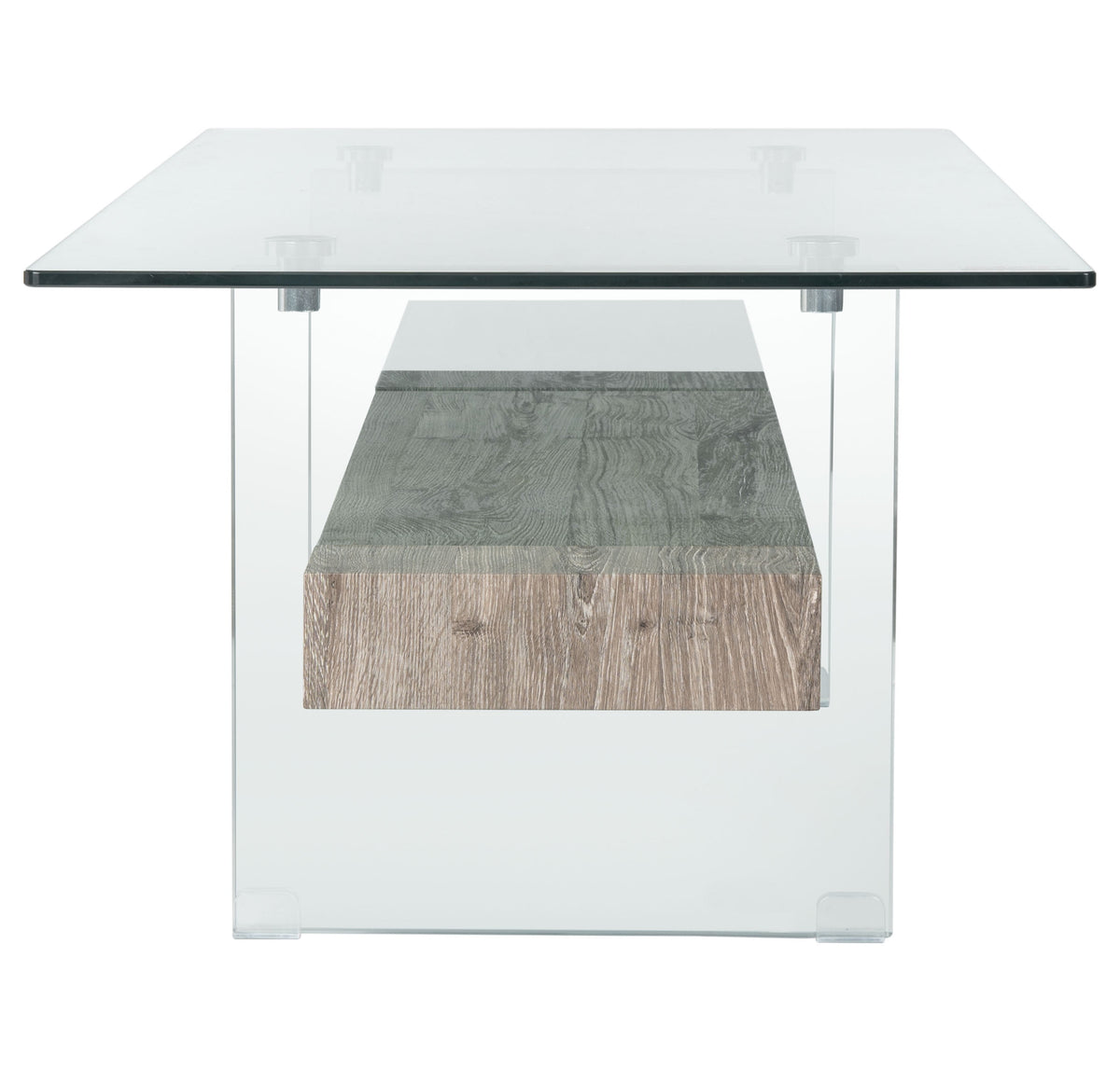 Velmora™ Kayley Retro 2 Tier Glass Coffee Table, Grey Oak
