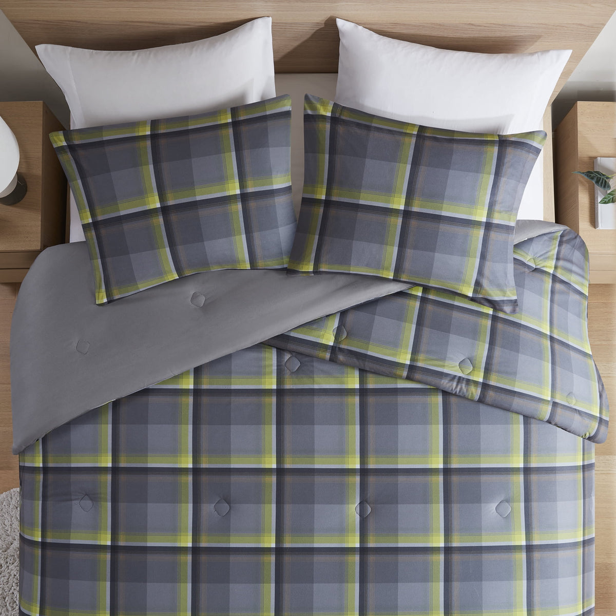 Velmora™ Western Plaid 3-Piece Green Comforter Set, Full/Queen