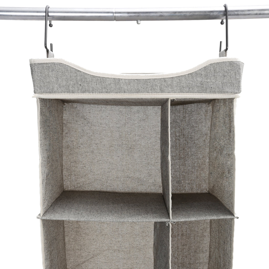 Velmora™ (2 pack) 5-Tier Hanging Closet Storage Organizer Dividers for Shoes and Clothes, 10-Compartments, Polyester & Cotton