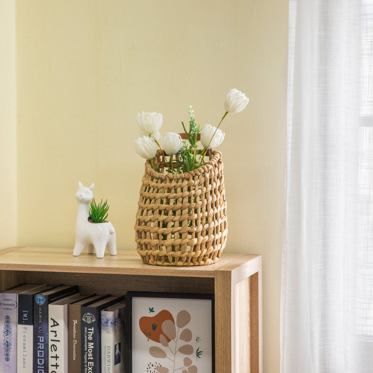 Velmora™ (2 pack) Water Hyacinth Hanging Basket with Faux Leather Strap