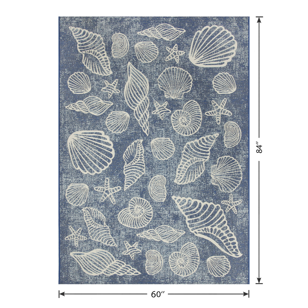 Velmora™ 5' x 7' Blue Seashell Outdoor Rug