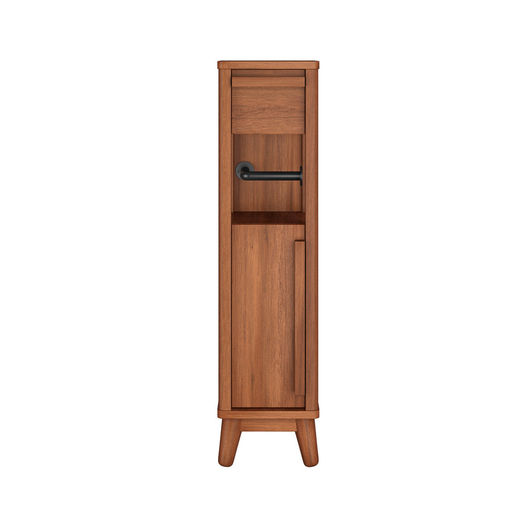 Velmora™ Greyson Slim Bathroom Storage Cabinet with Toilet Paper Holder, Walnut Finish