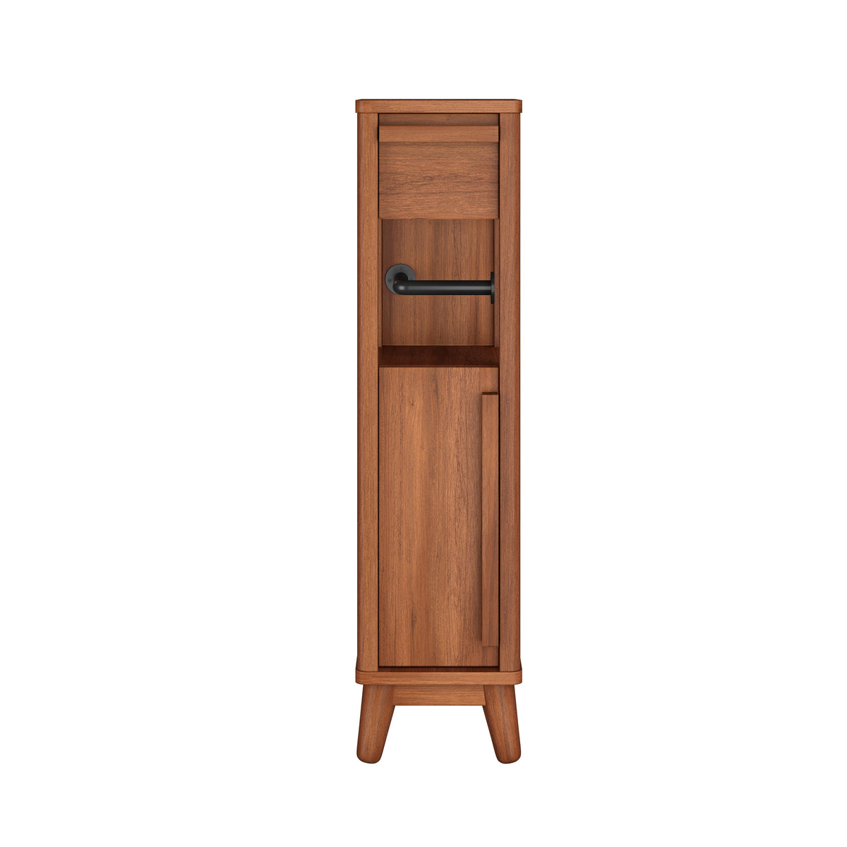 Velmora™ Greyson Slim Bathroom Storage Cabinet with Toilet Paper Holder, Walnut Finish