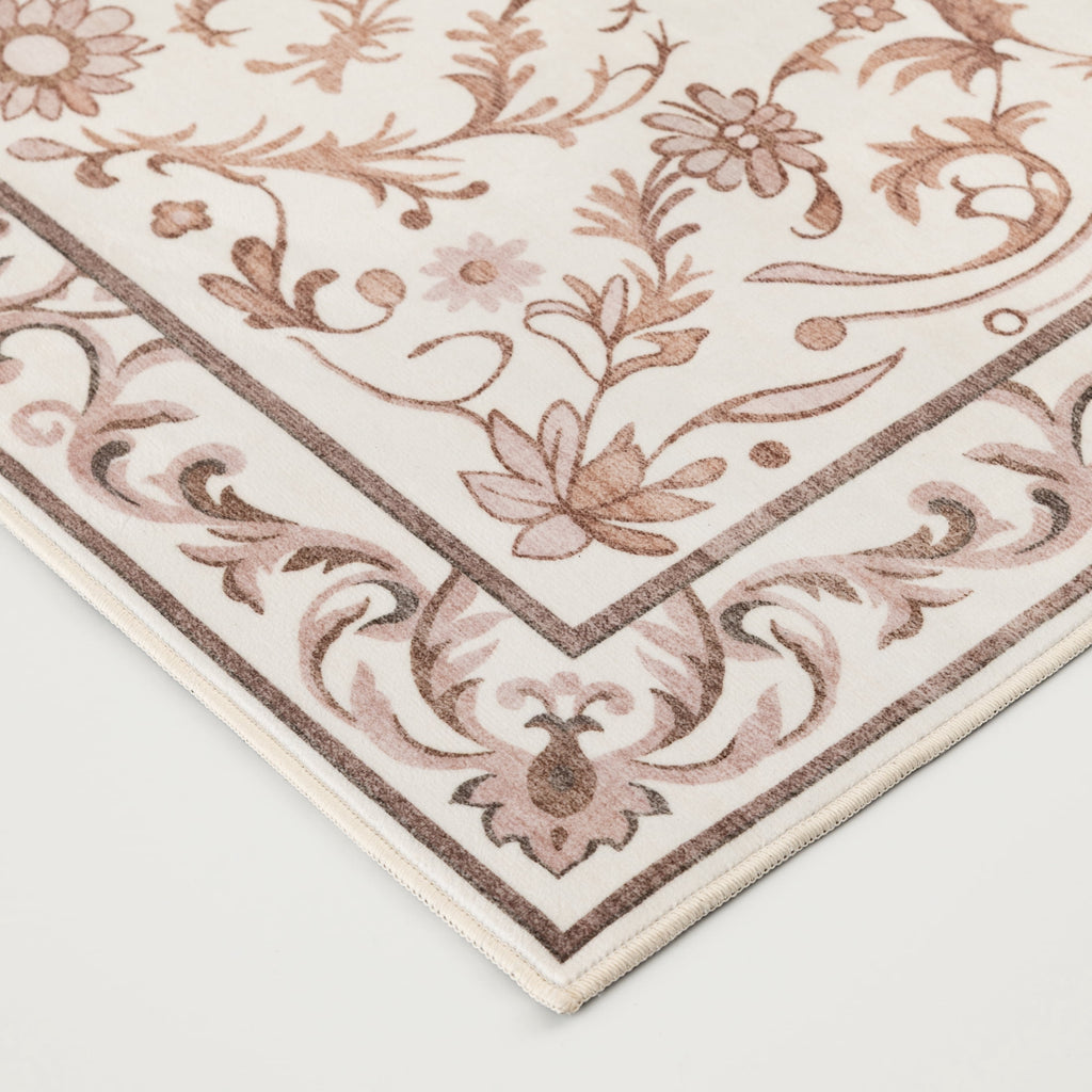 Velmora™ Tan Floral Faux Fur Indoor Area Rug, 4 ft x 5 ft 6 in