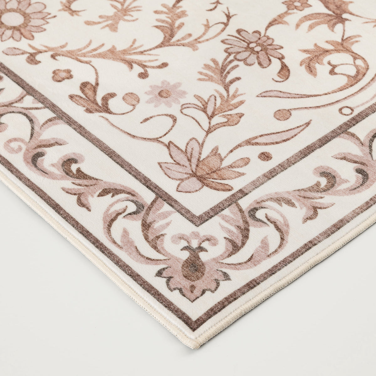 Velmora™ Tan Floral Faux Fur Indoor Area Rug, 4 ft x 5 ft 6 in