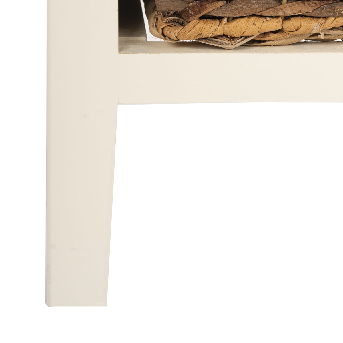 Velmora™ Everly Contemporary Side Table with Drawer and Two Baskets, Distressed White
