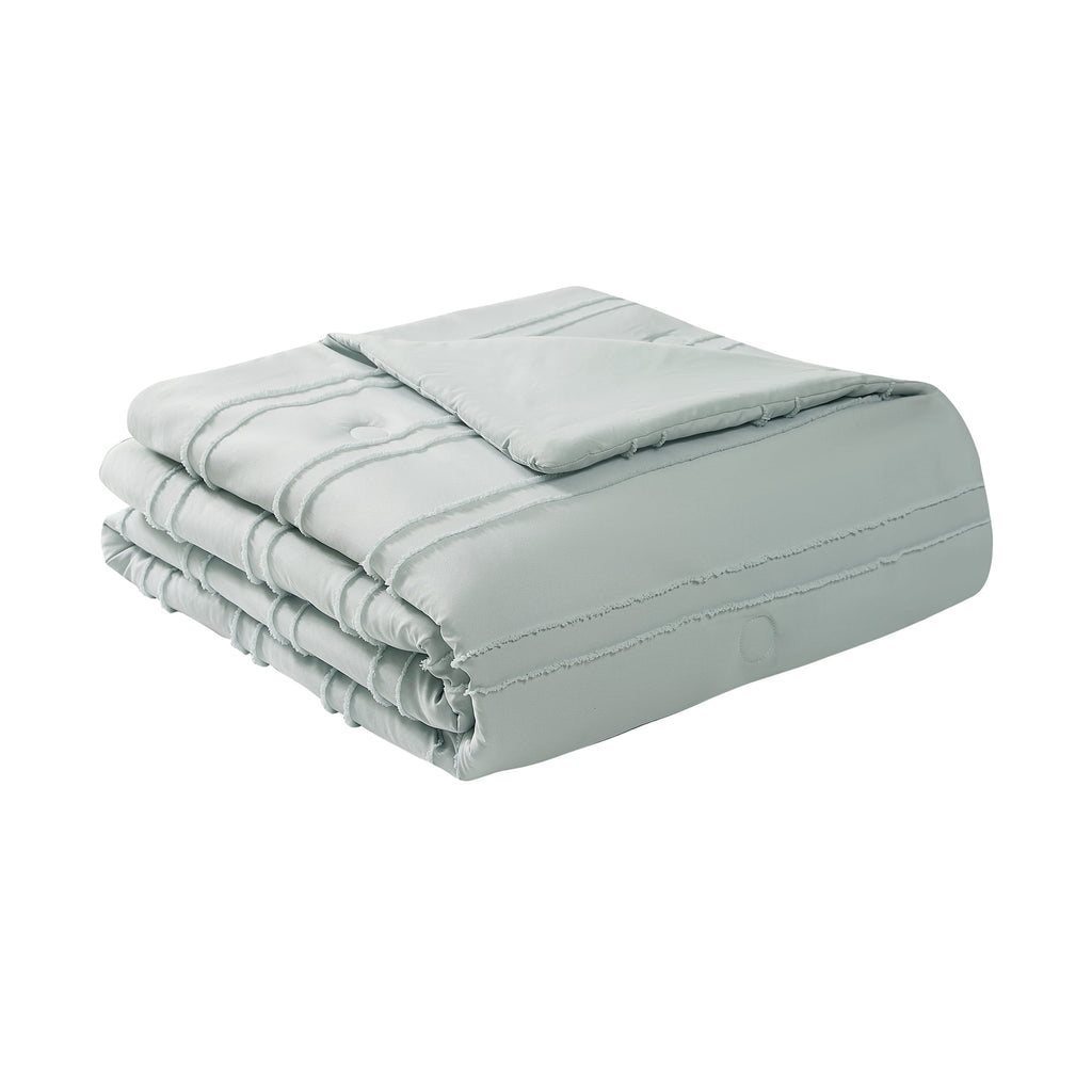 Velmora™ Mint Clipped Stripe 10-Piece Bed in a Bag Comforter Set with Sheets, Full