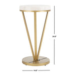 Velmora™ Theia Modern Glam Round 3-Leg Accent Table, White Marble/Gold