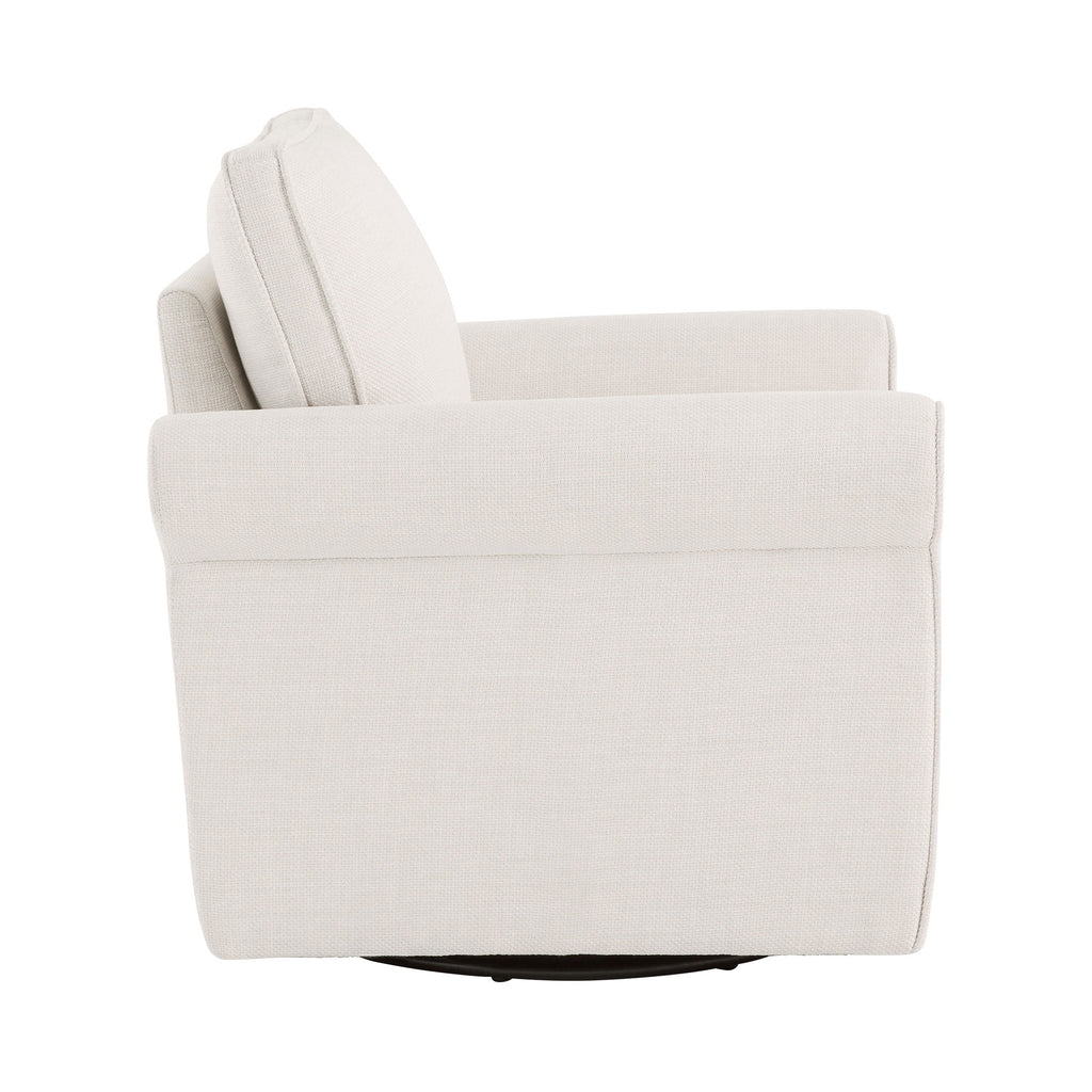 Velmora™ Swivel Accent Chair with Rolled Arms, Cream Fabric Upholstery