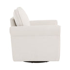 Velmora™ Swivel Accent Chair with Rolled Arms, Cream Fabric Upholstery