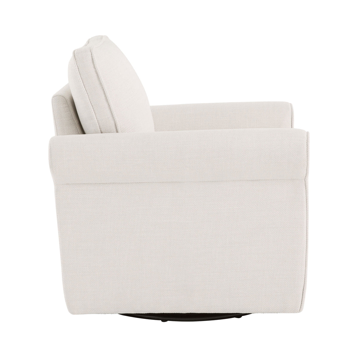 Velmora™ Swivel Accent Chair with Rolled Arms, Cream Fabric Upholstery