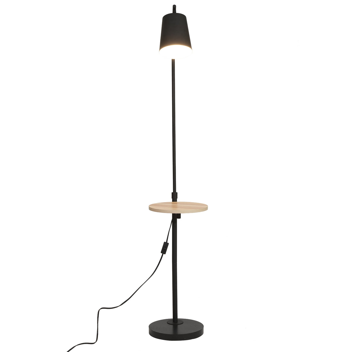 Velmora™ 65" Modern Adjustable Head Matte Black Floor Lamp with Black Conical