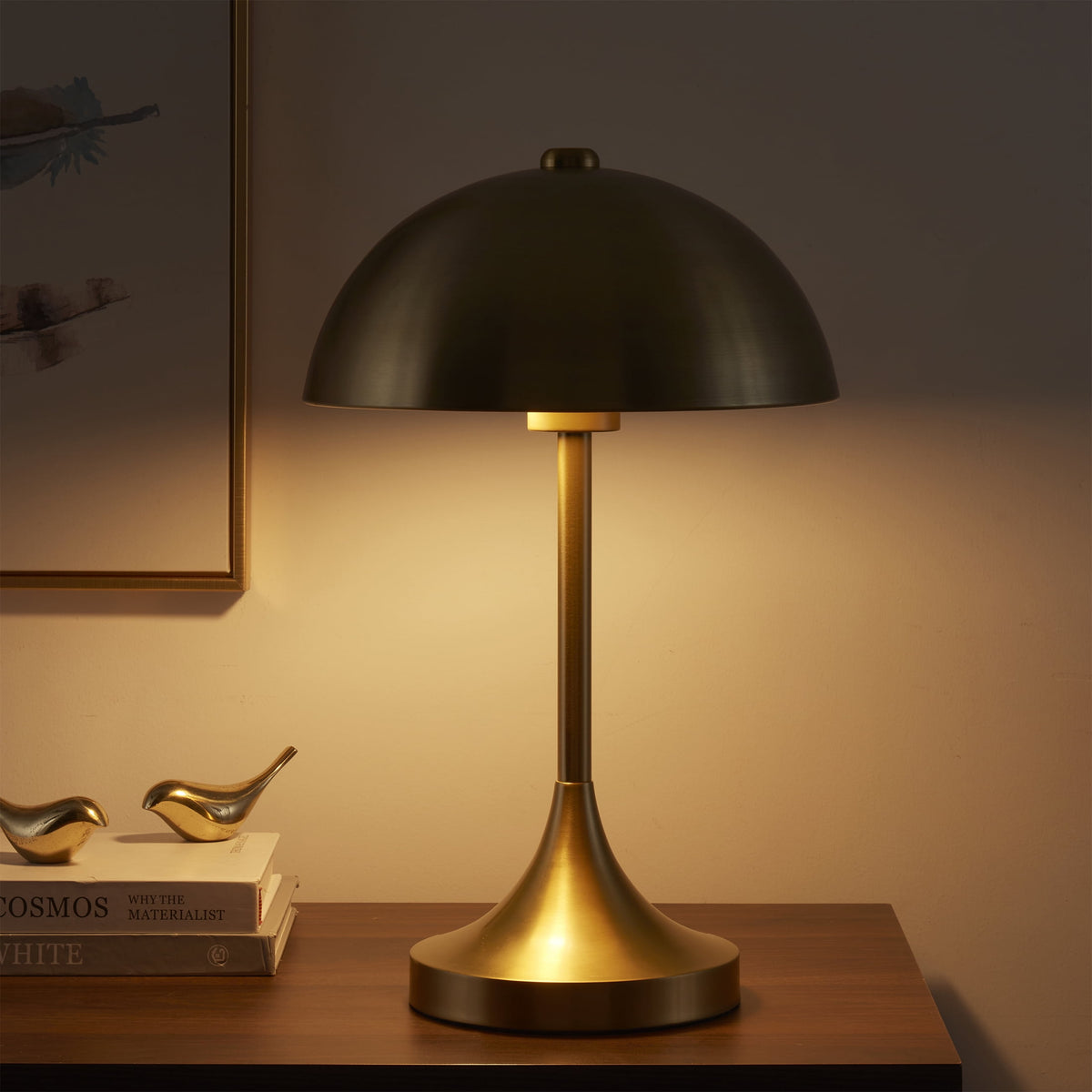Velmora™ Modern Dome 18 in Touch On/Off Table Lamp, Brass