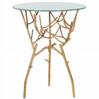Velmora™ Tara 22.5 in. H Branched Glass Top Accent Table, Gold/White