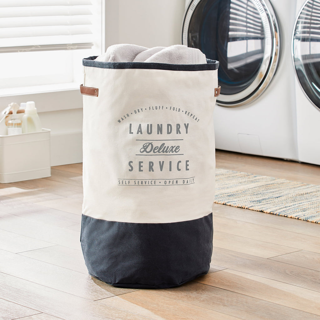 Velmora™ (2 pack) Ivory/Grey Canvas Laundry Hamper, 16 in x 25 in
