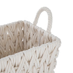 Velmora™ (2 pack) Medium White Woven Rope Decorative Storage Basket with Handles, 14.3 in x 11 in x 9 in