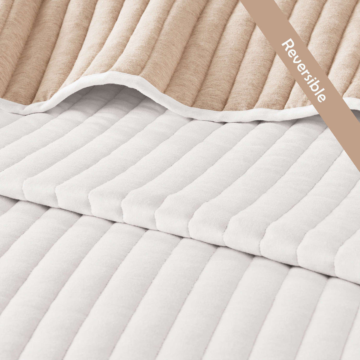 Velmora™ King Quilt - Off-White Soft Jersey, Cotton-Rich T-Shirt Soft, Reversible Bedding