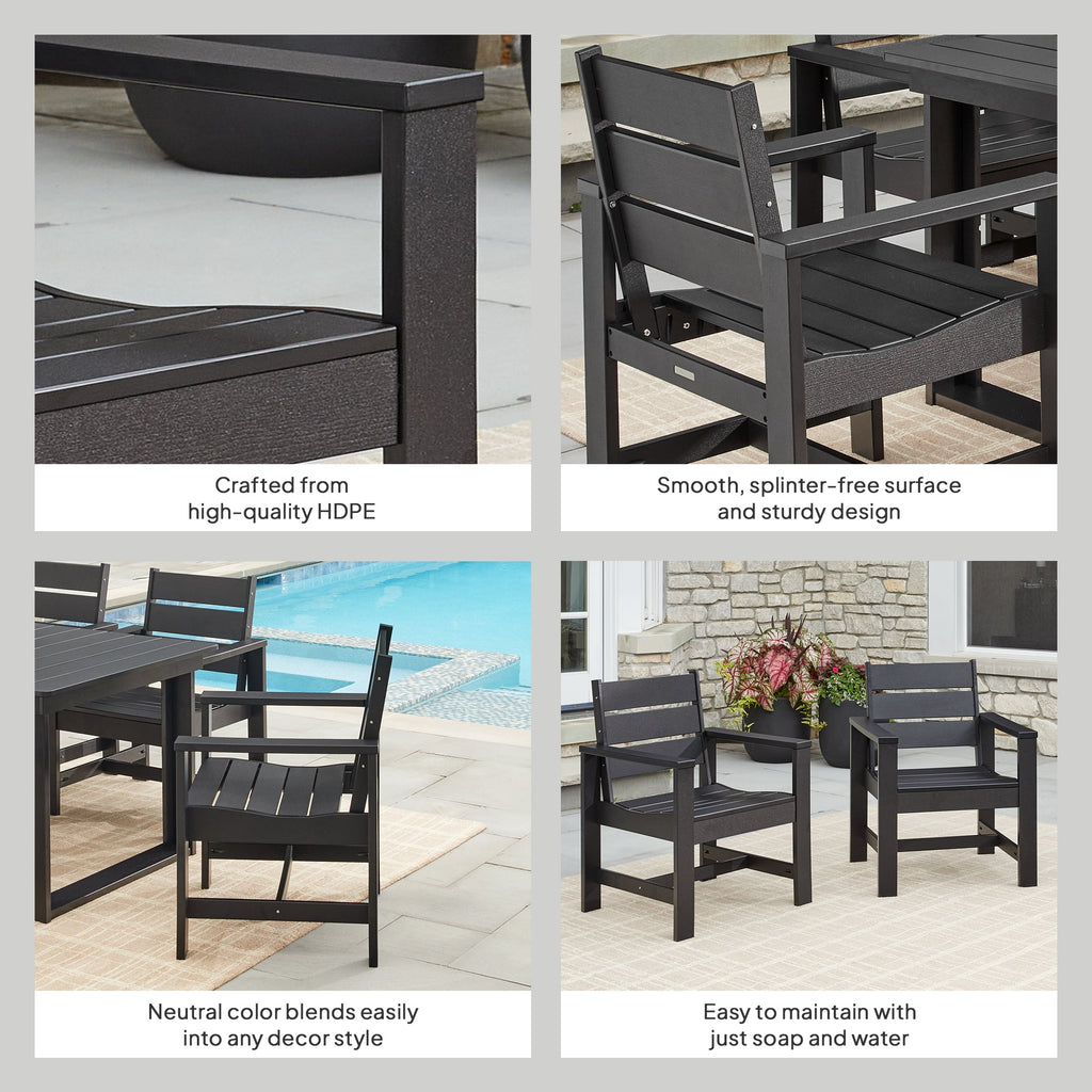 Velmora™ Ezra Outdoor HDPE Dining Chair Set, 2-Pack, Black