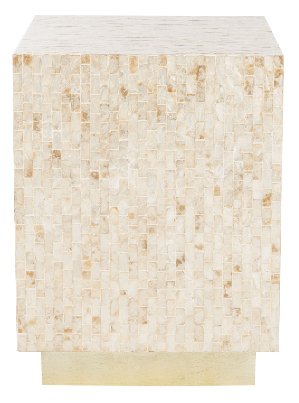 Velmora™ Juno Glam Mosaic Square Top Side Table, Beige/Gold