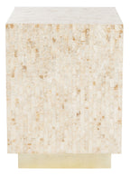 Velmora™ Juno Glam Mosaic Square Top Side Table, Beige/Gold