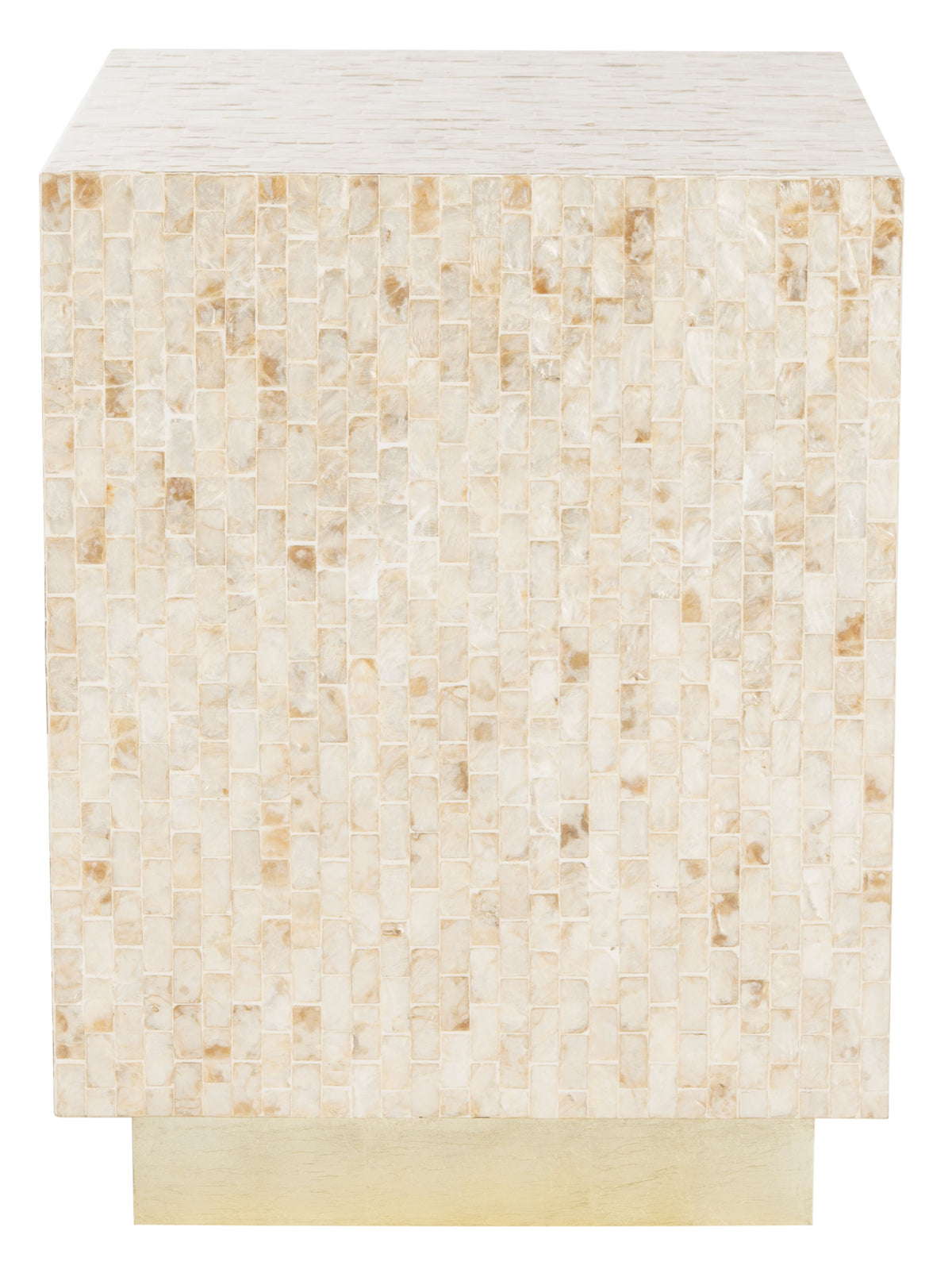Velmora™ Juno Glam Mosaic Square Top Side Table, Beige/Gold