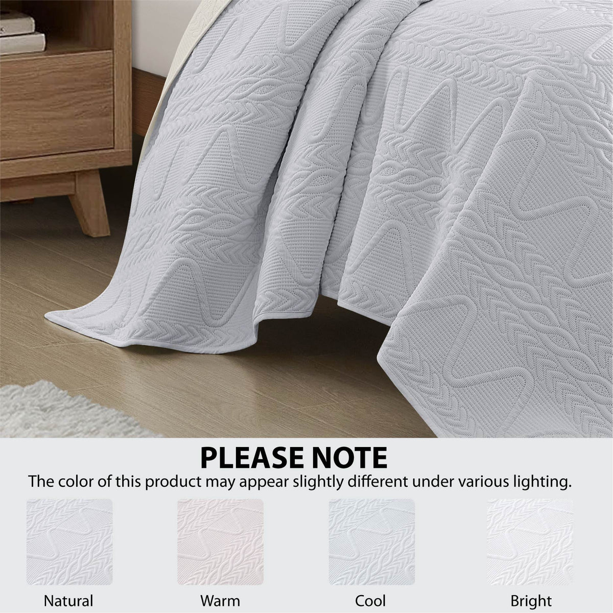 Velmora™ Stitched Corded Quilt, White, Full/Queen Bedding