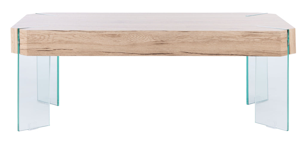 Velmora™ Katelyn Rect. Contemporary Glass Leg Coffee Table, Natural