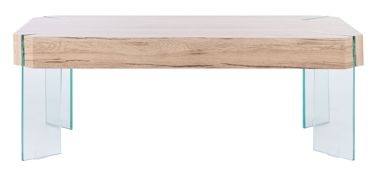 Velmora™ Katelyn Rect. Contemporary Glass Leg Coffee Table, Natural