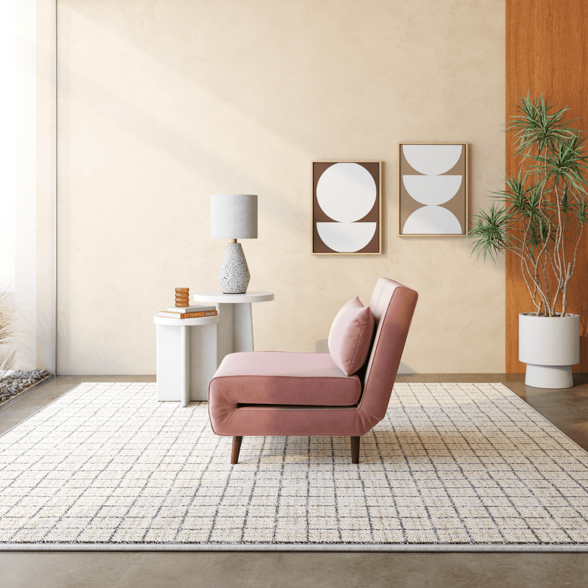 Velmora™ Terrazzo Table Lamp with White Drum Shade, 16.75 in