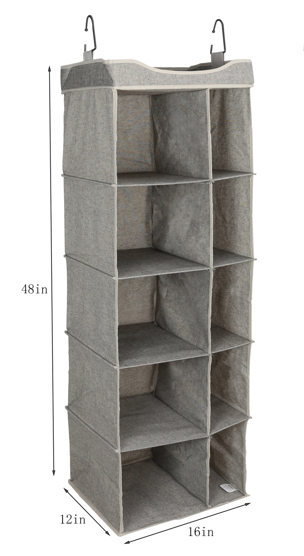 Velmora™ (2 pack) 5-Tier Hanging Closet Storage Organizer Dividers for Shoes and Clothes, 10-Compartments, Polyester & Cotton