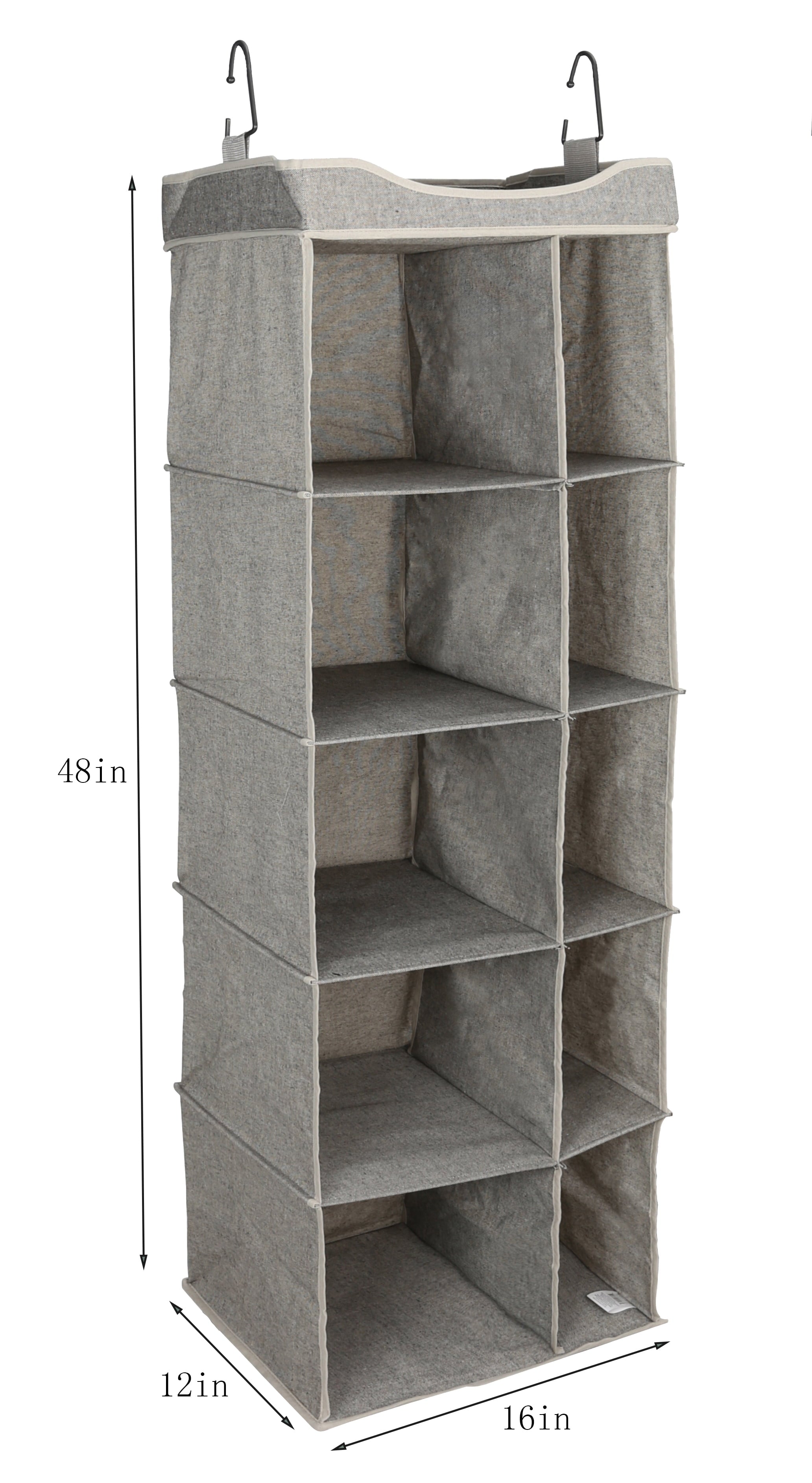Velmora™ (2 pack) 5-Tier Hanging Closet Storage Organizer Dividers for Shoes and Clothes, 10-Compartments, Polyester & Cotton