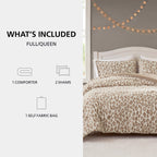 Velmora™ Leopard Print 3-Piece Neutral Comforter Set, Full/Queen