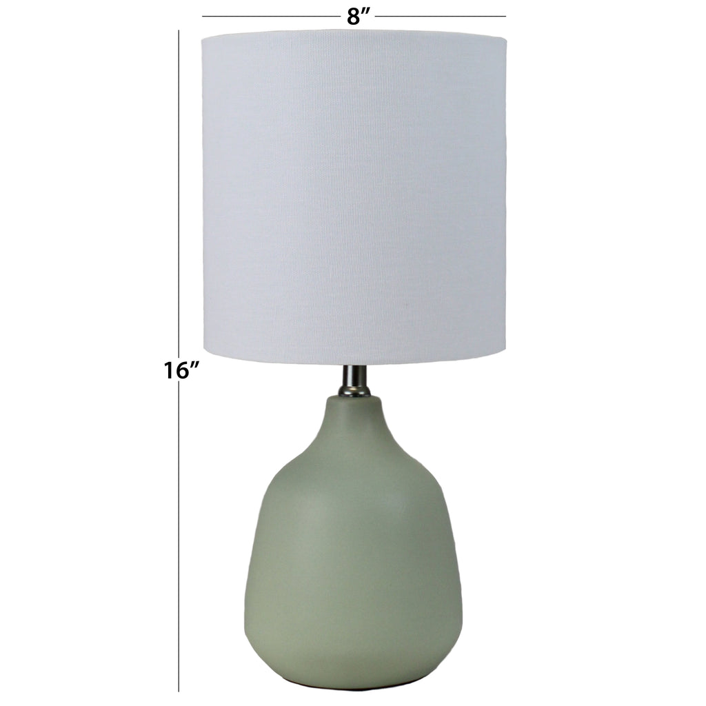 Velmora™ Grab and Go 16 in Sage Ceramic Table Lamp with White Linen Shade