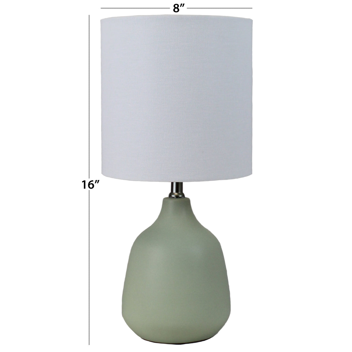 Velmora™ Grab and Go 16 in Sage Ceramic Table Lamp with White Linen Shade