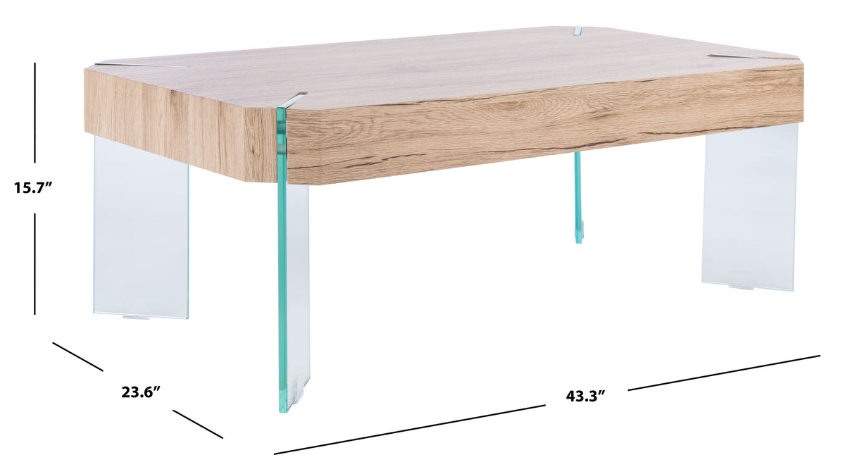 Velmora™ Katelyn Rect. Contemporary Glass Leg Coffee Table, Natural