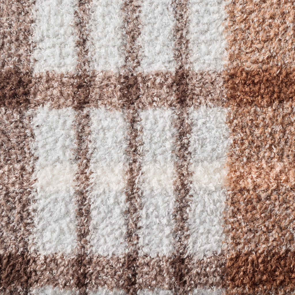 Velmora™ 3-Piece Brown Plaid Cozy Knit Comforter Set, King