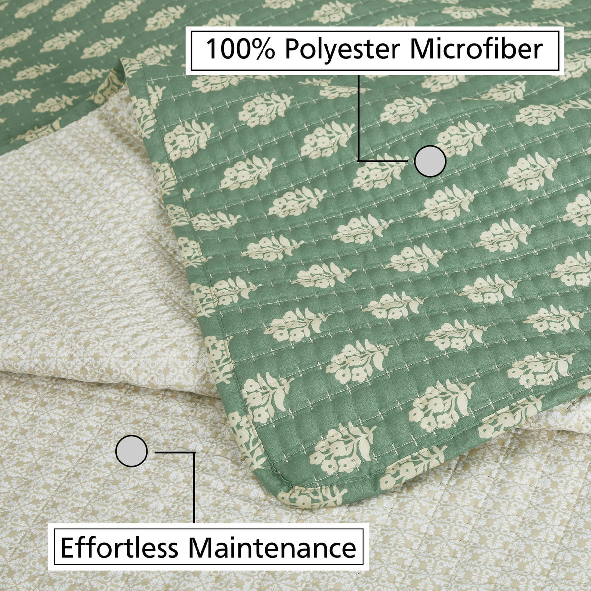 Velmora™ All-in-One Bed-in-a-Bag Quilt and Sheet Set, 7-Piece, Full, Green Floral