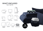 Velmora™ Dorm Essentials 14-Piece Bed-in-a-Bag Comforter Set, Twin-XL, Reversible Navy/Green