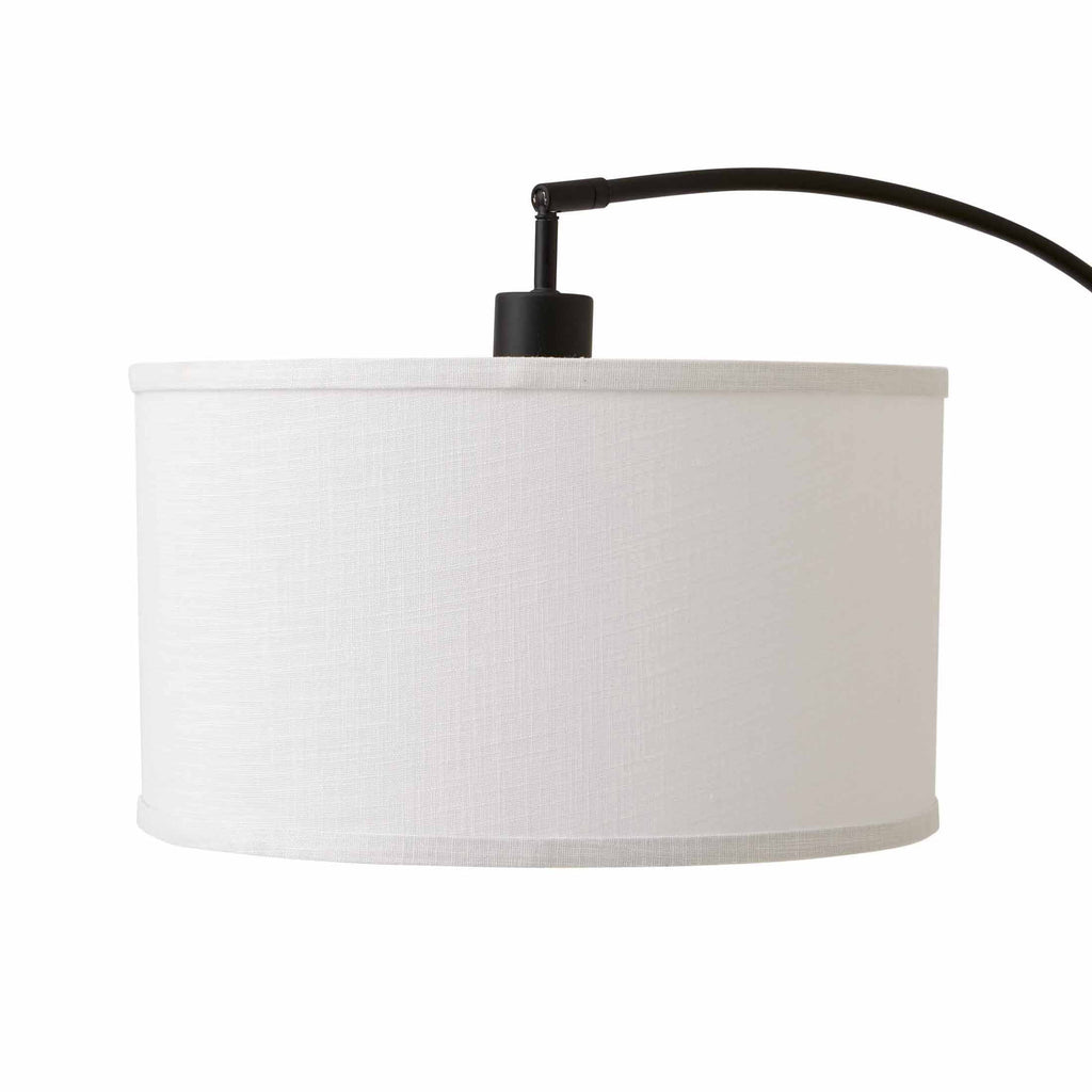 Velmora™ Michelle 71-Inch Metal Arc Floor Lamp with White Fabric Shade and 3-Way Switch