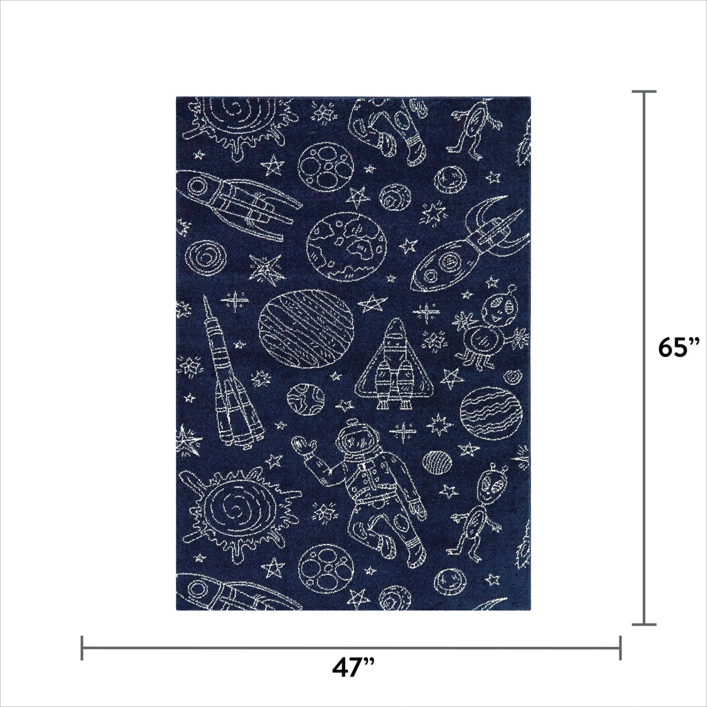 Velmora™ Navy Space Indoor Kids Rug, 4' x 5'5"