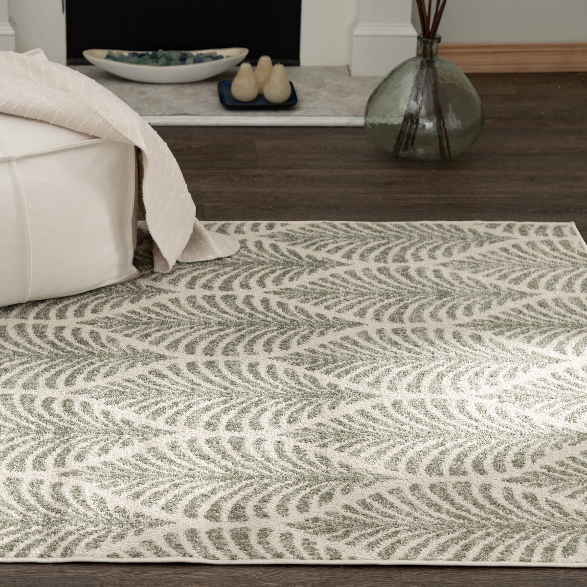 Velmora™ Palm Leaf Indoor Area Rug, Green/Ivory, 5 ft x 7 ft