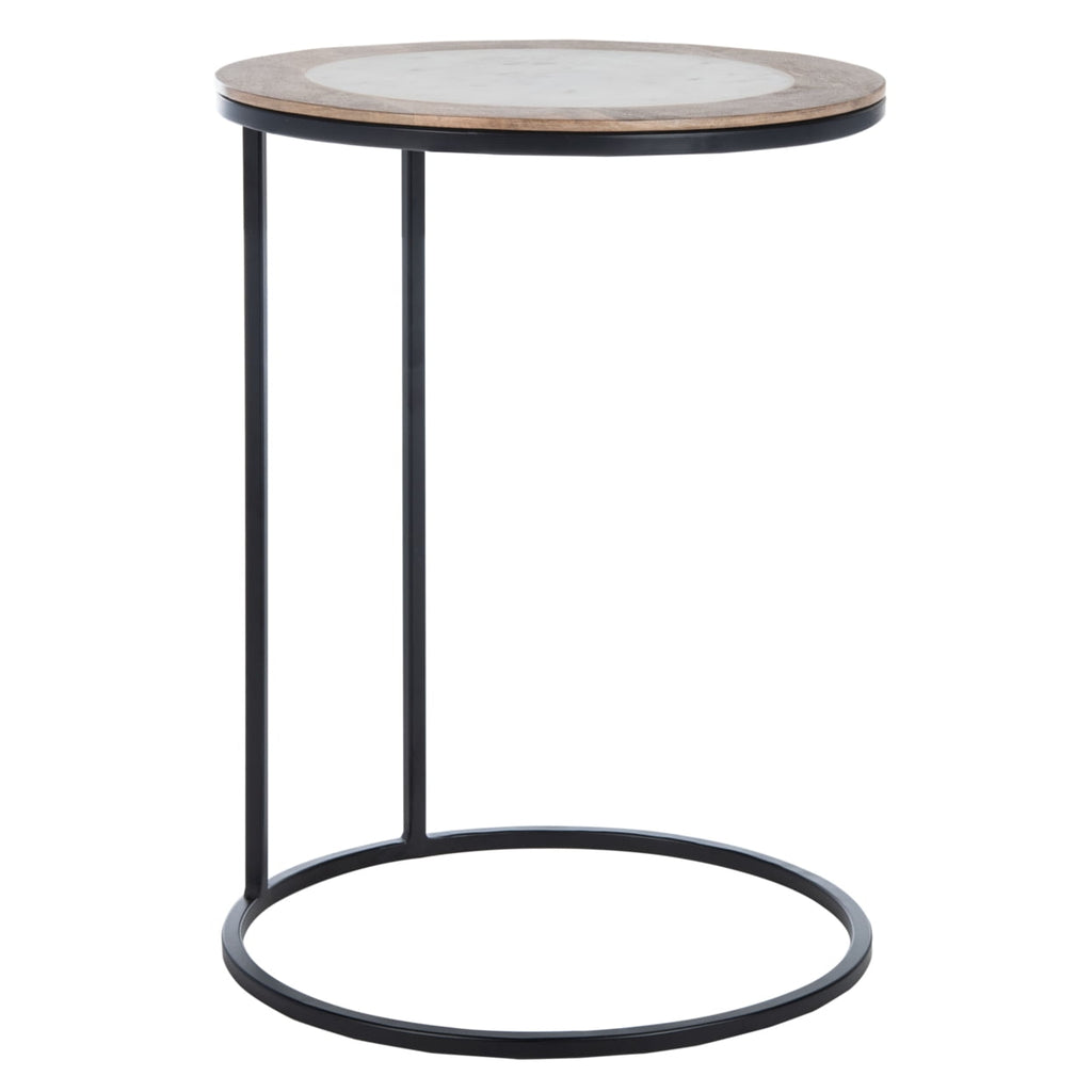 Velmora™ Gemma Modern Abstract Agate Corner Side Table, White Marble