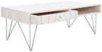 Velmora™ Marigold Mid-Century Coffee Table with Drawer, White/Silver