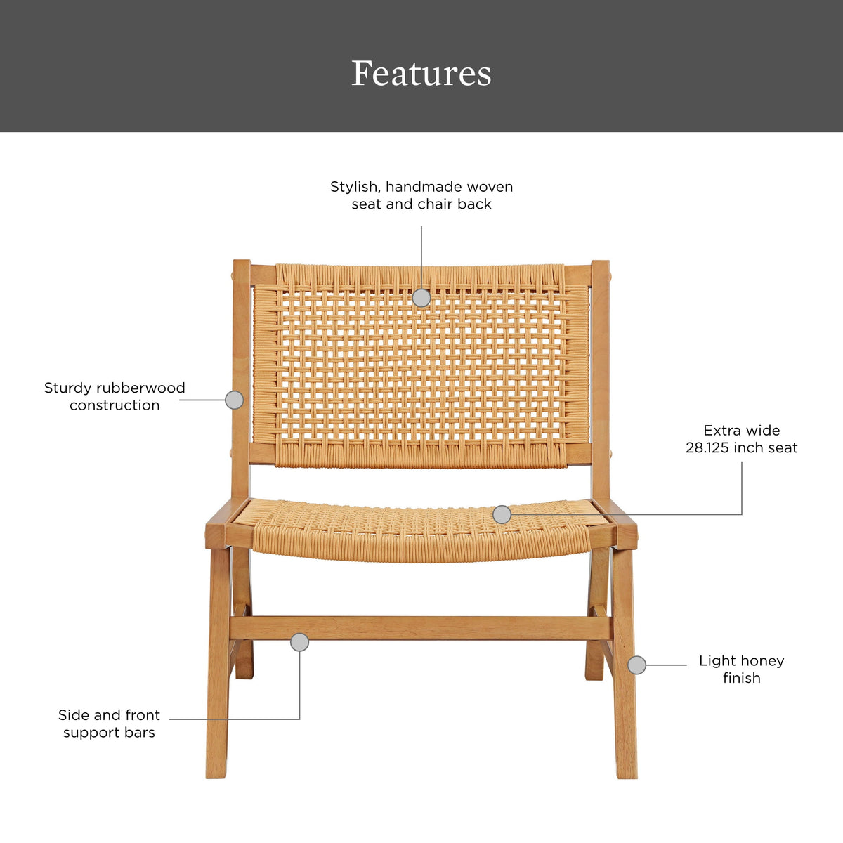 Velmora™ Vista Woven Accent Chair, Light Honey