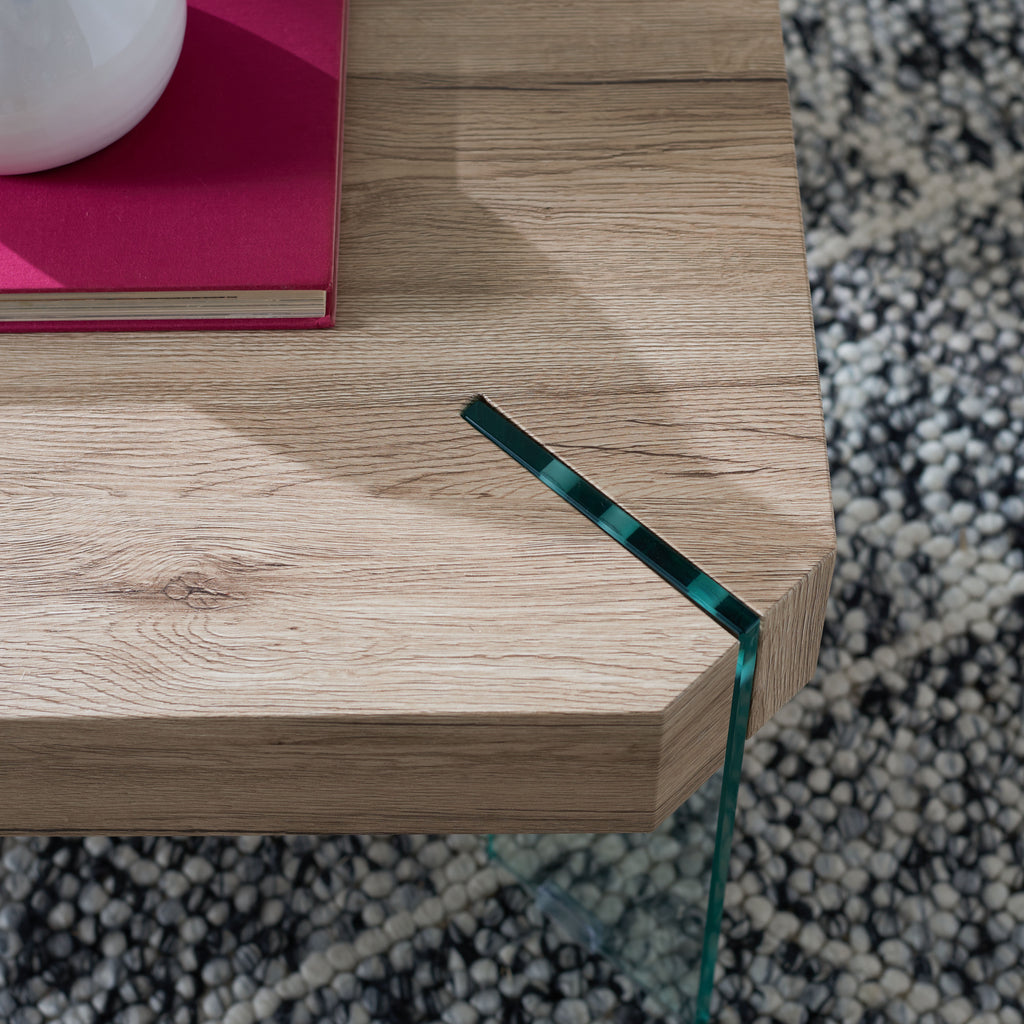 Velmora™ Katelyn Rect. Contemporary Glass Leg Coffee Table, Natural