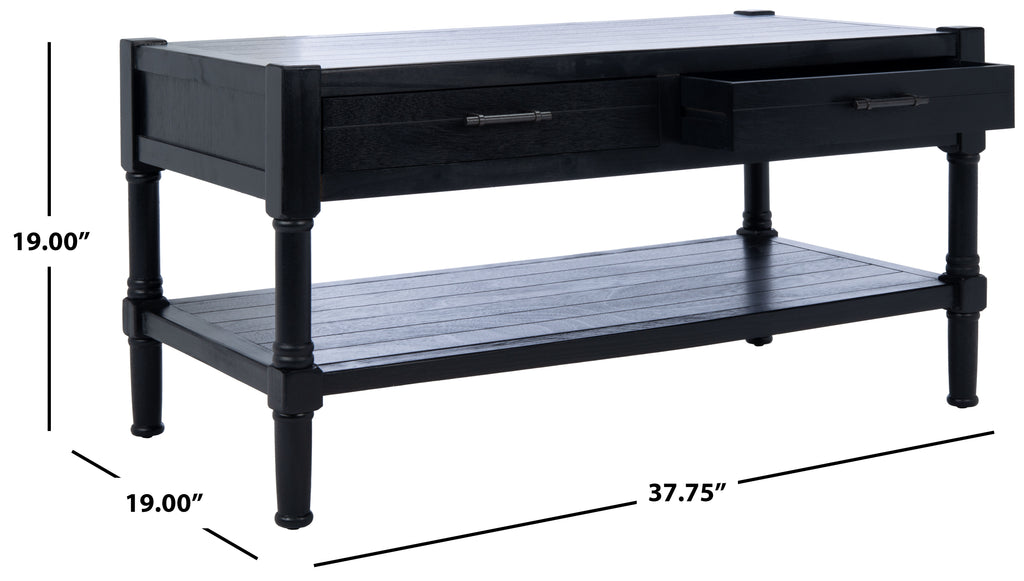 Velmora™ Filbert Solid 2 Drawer Coffee Table, Black