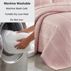 Velmora™ Essentials Full/Queen Stripe Quilt, Red Rust Coverlet, Lightweight & Reversible Bedding