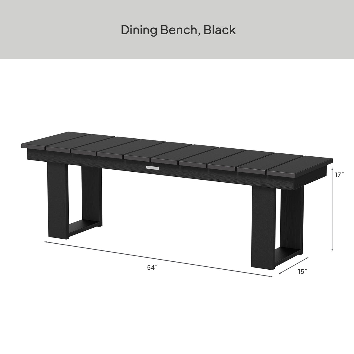 Velmora™ Ezra Black Outdoor Dining Bench, HDPE Material