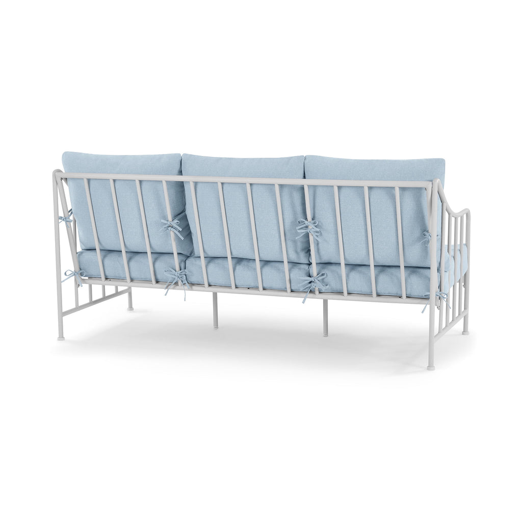 Velmora™ Aubrey Outdoor Metal Sofa with Blue Cushion
